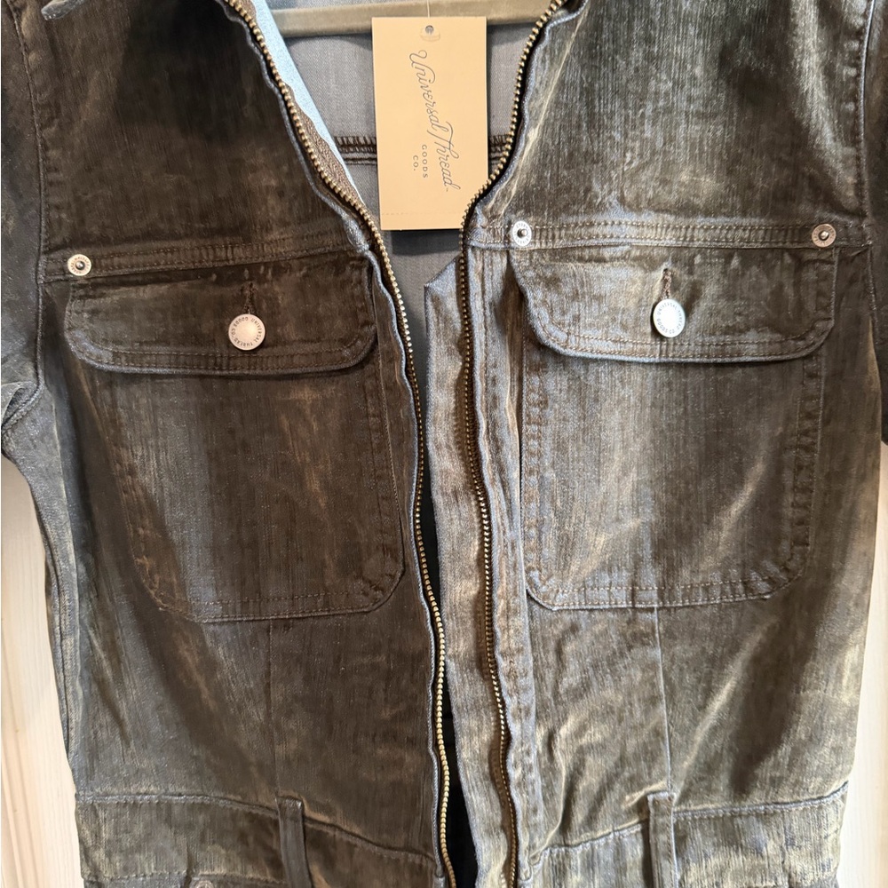 NWT Moss Green Velvet Denim Jumpsuit - Picture 6 of 13